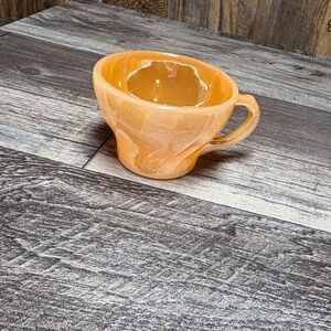 Vintage Anchor Hocking Fire King Peach Lustre Swirl Demitasse Espresso Tea Cup
